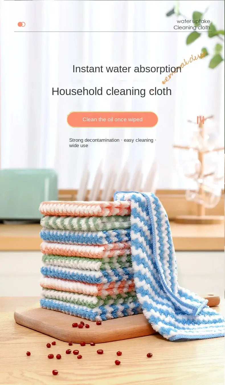 20Pcs kitchen microfiber wipes set by Simples Market with coral velvet wave design in pastel colors
