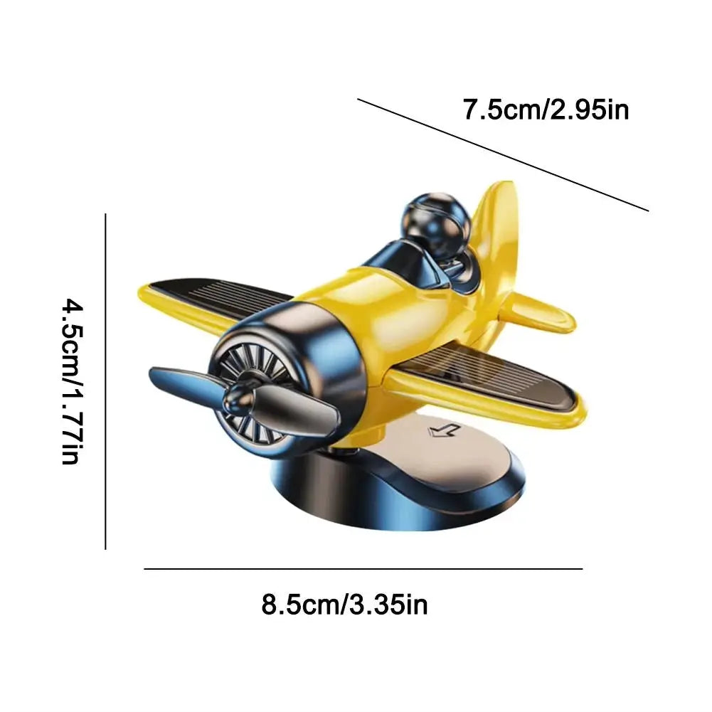 Simples Market solar-powered rotating airplane dashboard ornament, yellow and blue car interior decoration