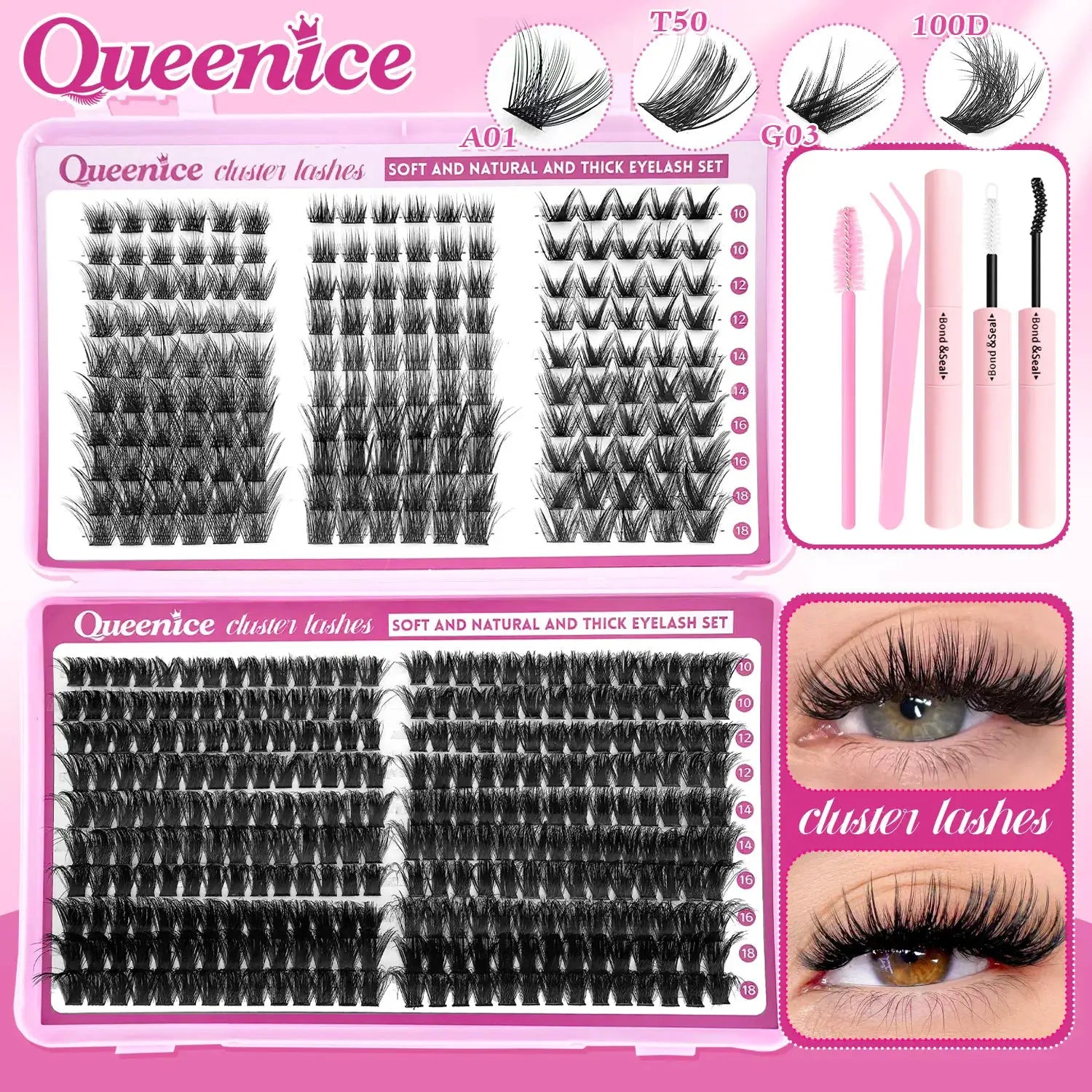 DIY Lash Extension Kit For Clusters And Individual Eyelashes 9 To 16mm Bond And Seal Wispy Natural Look