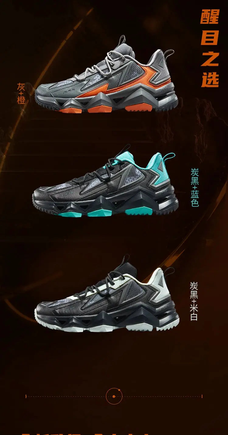 Rax men’s waterproof hiking shoes by Simples Market; three colorways: orange-gray, teal-black, black-white.