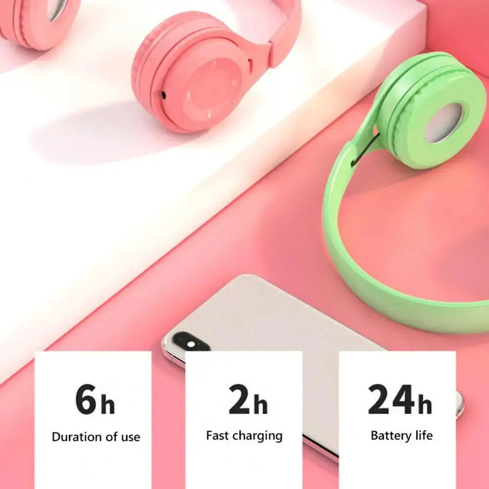 Simples Market Y08 wireless Bluetooth headphones, macaron-style pink and mint green gaming headsets with mic, two units