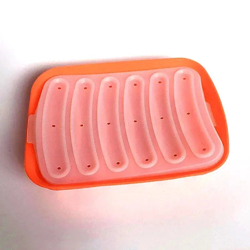 Six Grid Silicone Sausage Mould With Lid For Homemade Sausages And Hot Dogs Diy Bakeware Kitchen Tool Set