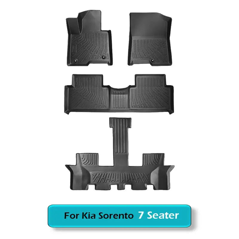 All-weather floor mat set for Kia Sorento 7-Seater Hybrid (PHEV/HEV), 5-piece TPE cargo liner by Simples Market.