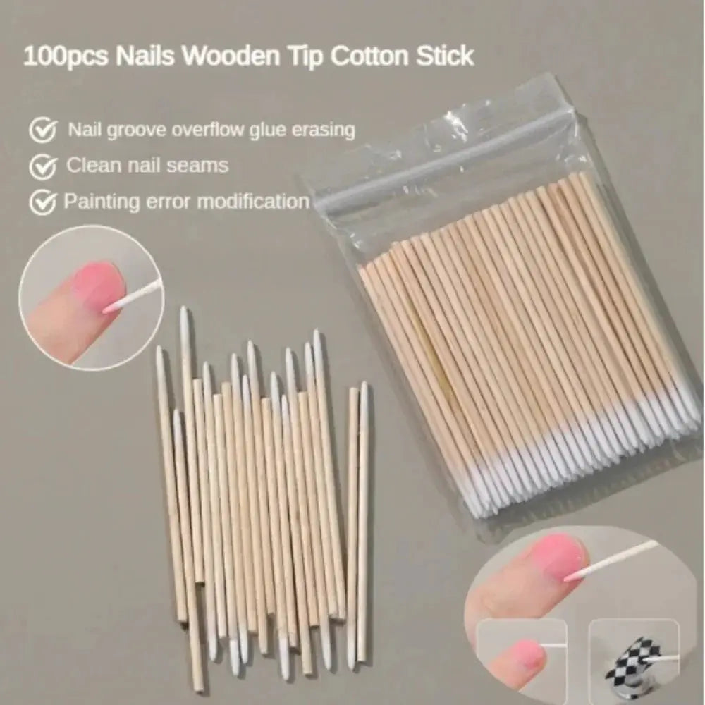 NailMate Wooden Tip Cotton Buds Ultra Detail Corrector For Precise Nail Polish Removal And Clean Sticks
