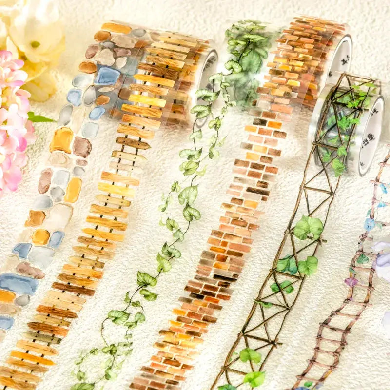 25mm by 2m PET Tapes for Garden Path DIY Scrapbooking Decor Photo Albums Collage Junk Journal Aesthetics Stickers