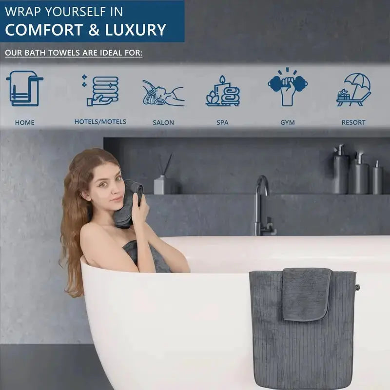 Simples Market 8-Piece gray bath towel set - 4 washcloths, 2 face towels, 2 bath towels; absorbent, quick-dry.