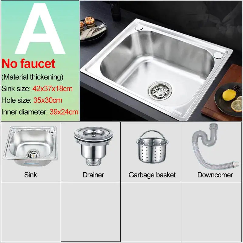 Stainless steel wall-hung sink with bracket; thickened 304 SS, drain, garbage basket and downcomer (4 items).