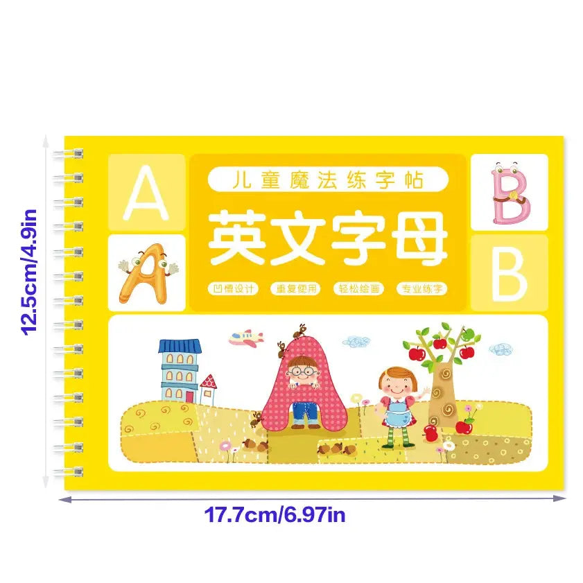 Reusable 3D Copybook For Kids Calligraphy Numbers Handwriting Practice And Math Writing Book