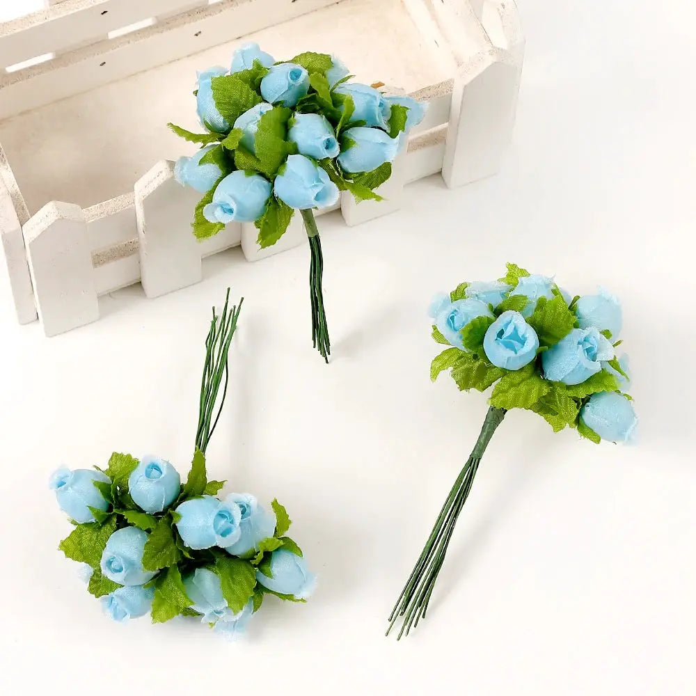 12 Pieces Mini Artificial Rose Bouquet Silk Roses for Home Decor and Wedding Decor Craft Wreath Gift