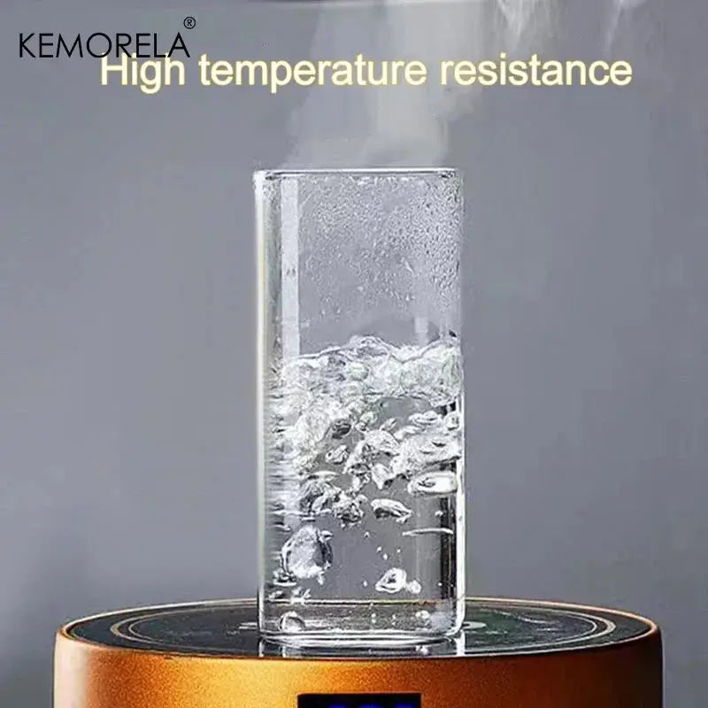 Square Heat Resistant Glass Coffee Cup With Lid And Straw Transparent Milk Tea Juice Cup For Home Bar Drinkware