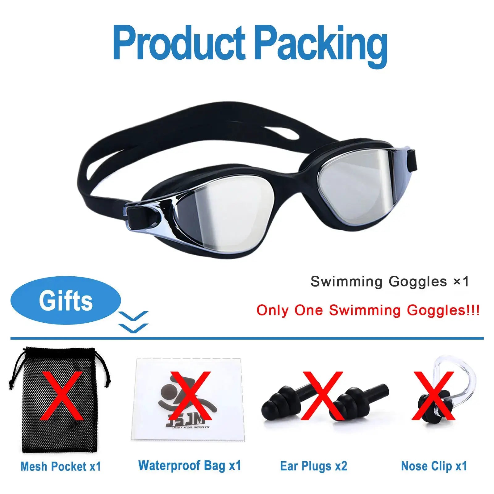 Unisex Adult Swimming Goggles Anti Fog Swim Glasses Adjustable Silicone Strap Waterproof Eyewear