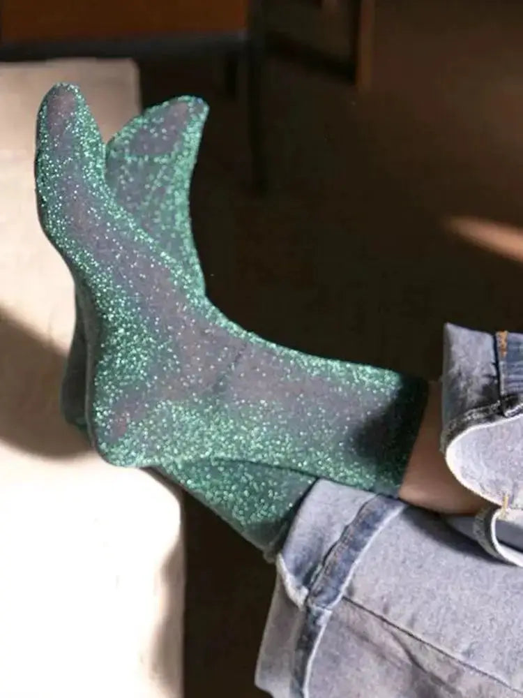 Korean Style Womens Thin Sheer Summer Socks Breathable Lightweight Silk Shine for Luxury Comfort