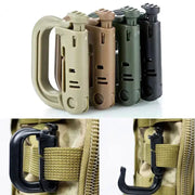 Simples Market tactical D‑ring carabiner set with Grimlock locking plastic MOLLE clips in tan, brown, olive, green, black