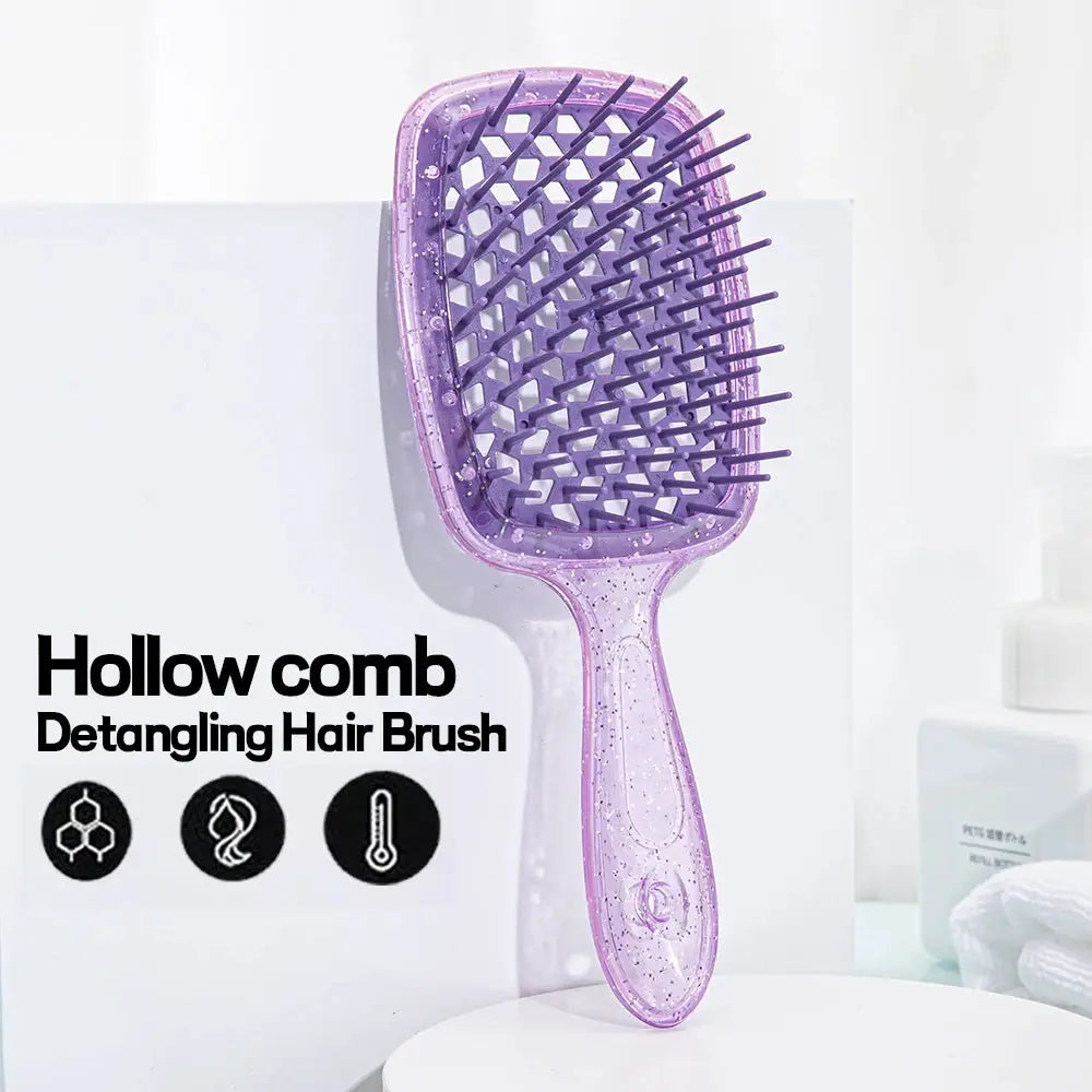 Simples Market 1pc purple hollow detangling hair brush for wet or curly hair