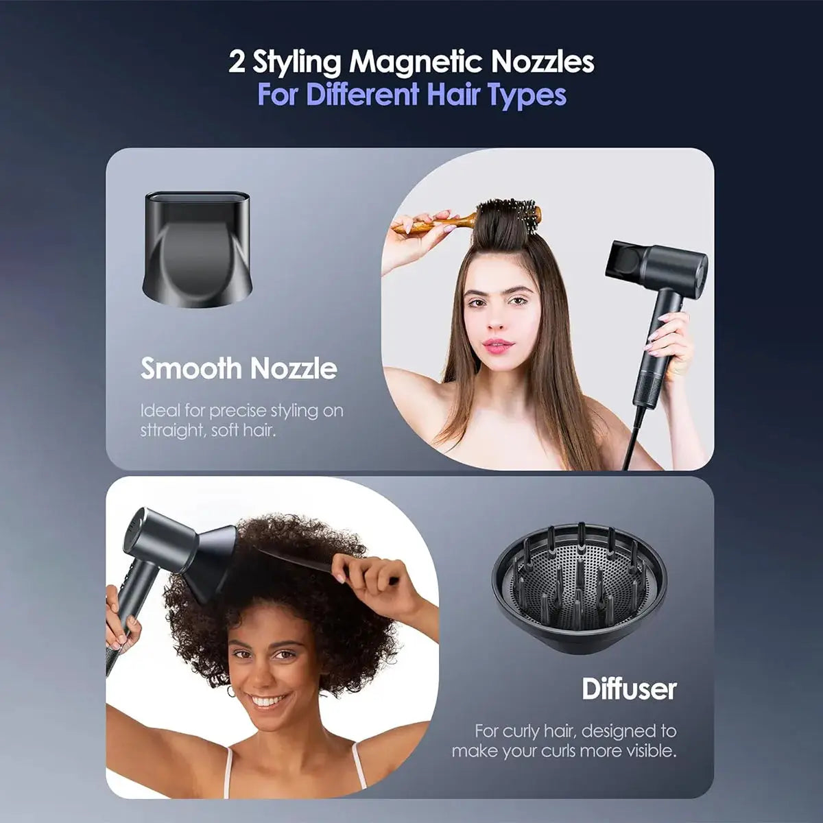 Simples Market Electric High Speed Hair Dryer with 2 magnetic nozzles and diffuser