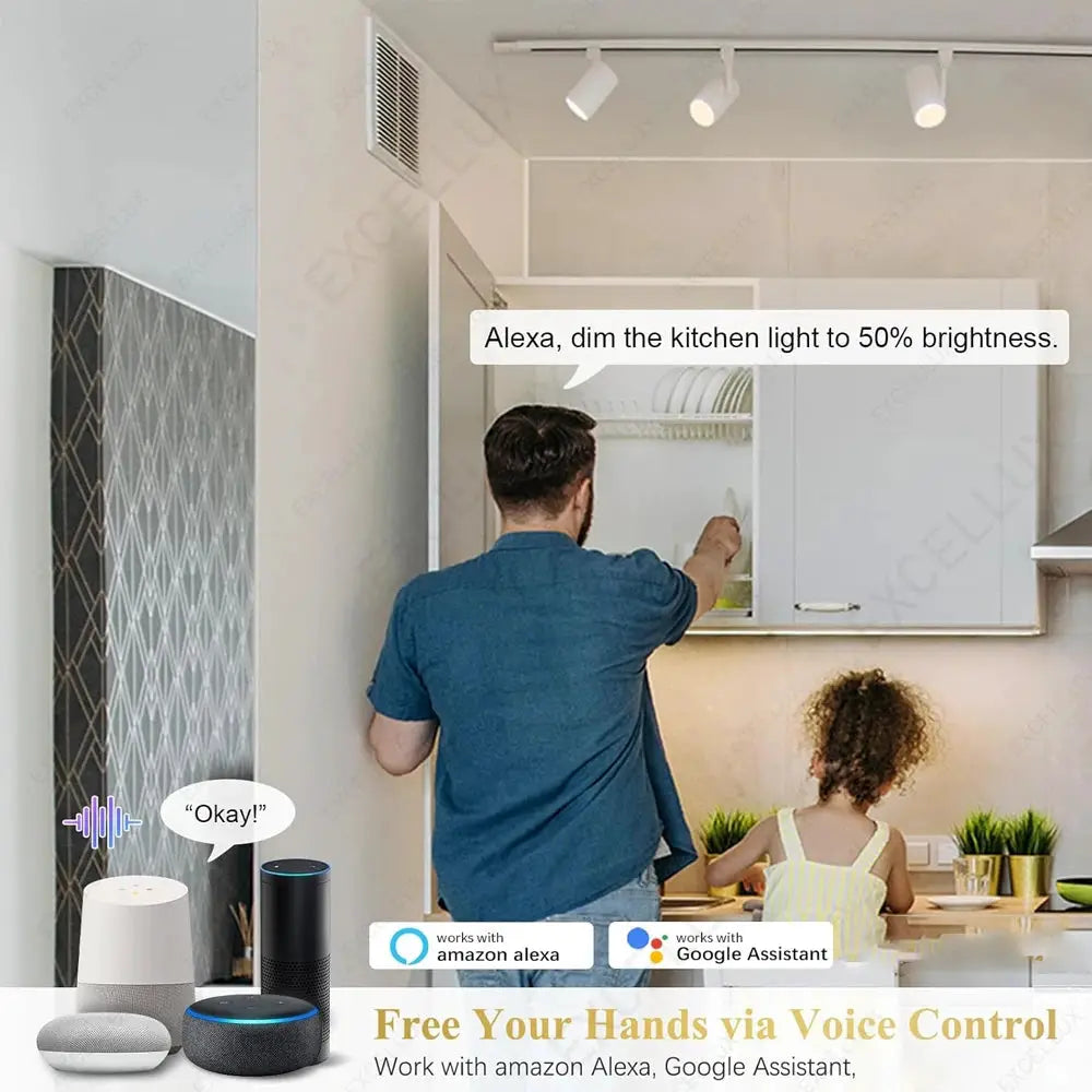 Simples Market ZigBee GU10 WiFi smart LED bulbs, RGB + white, 5W, dimmable, app control; works with Alexa/Google.