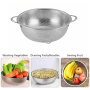 All Purpose Stainless Steel Fine Mesh Strainer Set With Handles Resting Base Net Baskets For Kitchen