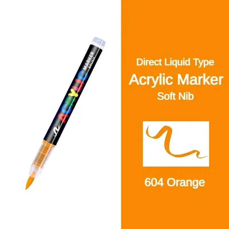 Acrylic marker pen with orange nib; direct-liquid type, 604 Orange color.