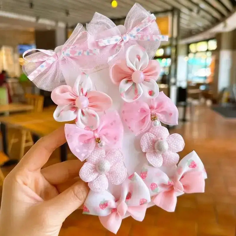 Floral Bow Baby Hairclip Set - Simples Market