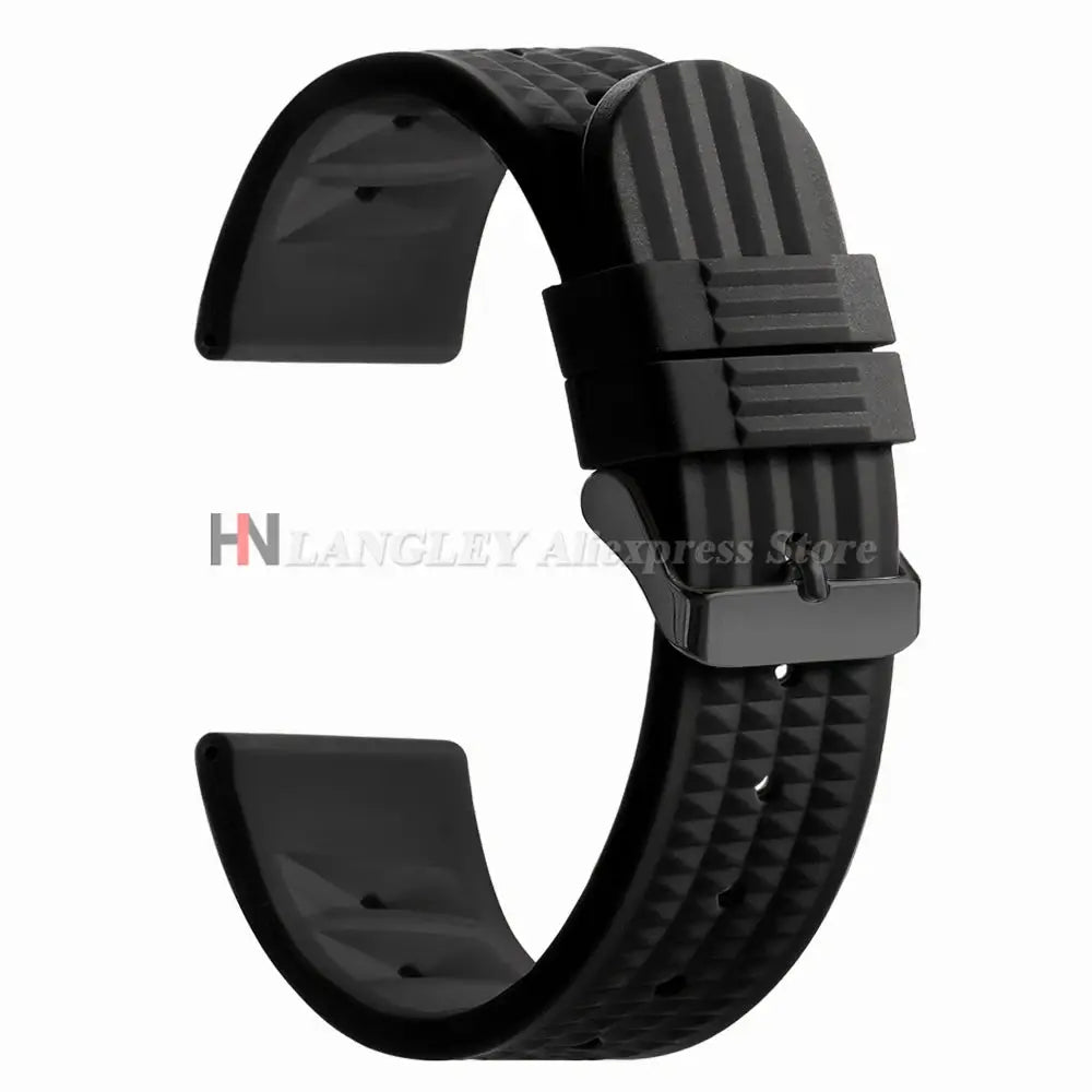 Watchdives Soft Rubber Waffle Strap 20mm 22mm Silicone Diver Watchband For Seiko SKX007 Waterproof