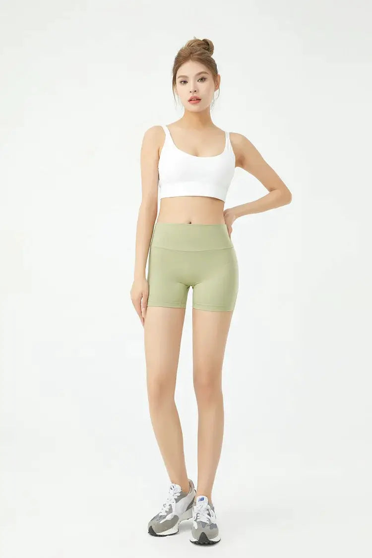 Peach Butt Fitness Shorts Simples Market sage green high-waisted athletic shorts