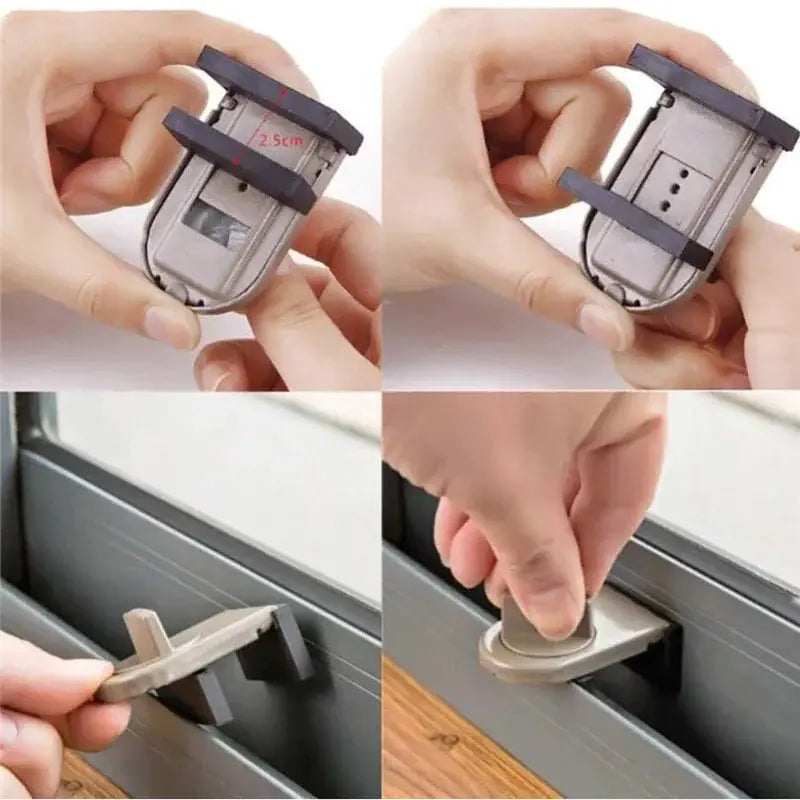 Simples Market sliding window safety lock, aluminum alloy gray adjustable buckle stopper for home