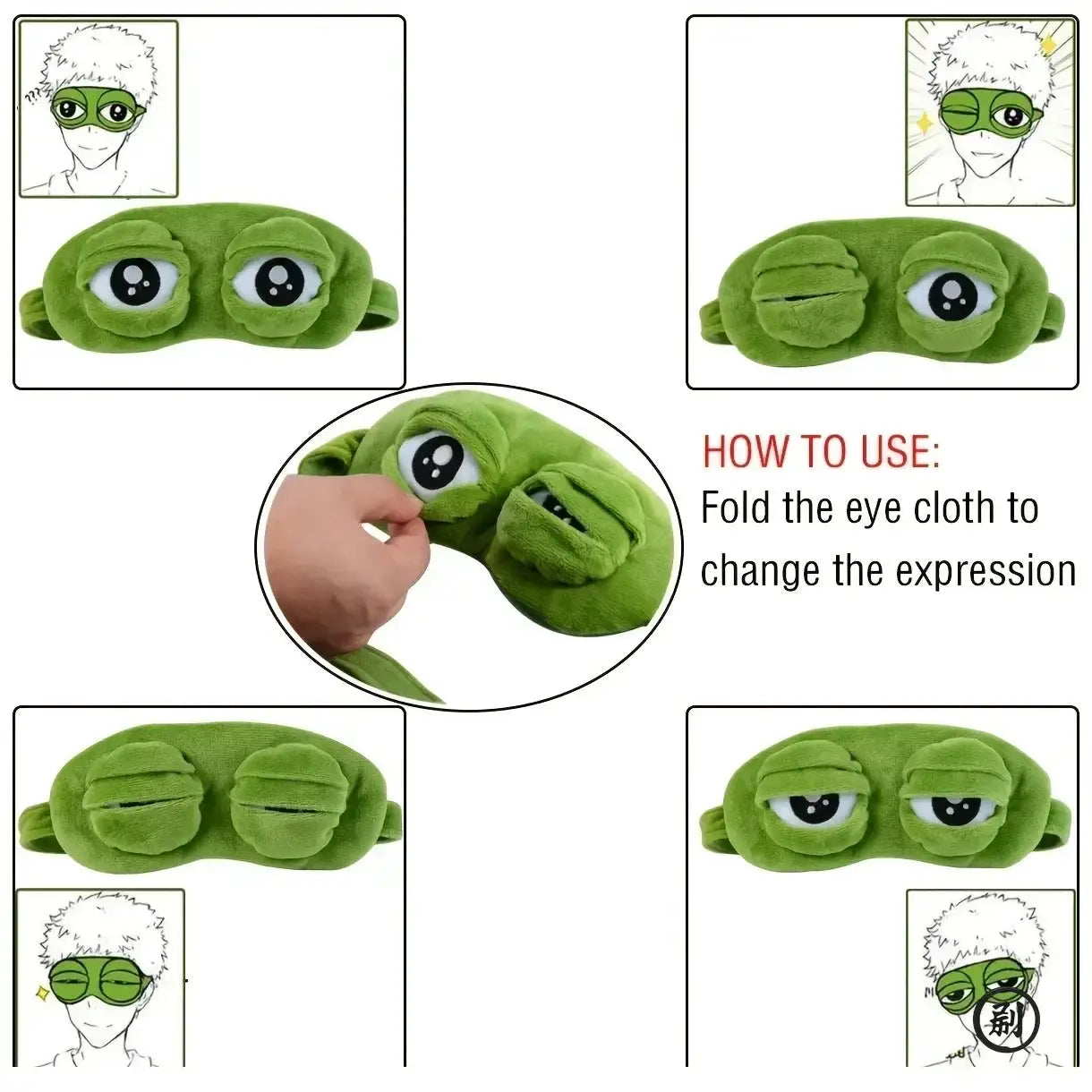3D Frog Sleep Mask Cartoon Unisex Eyeshade Soft Portable Blindfold for Travel and Office Naps Comfortable Light Blocking