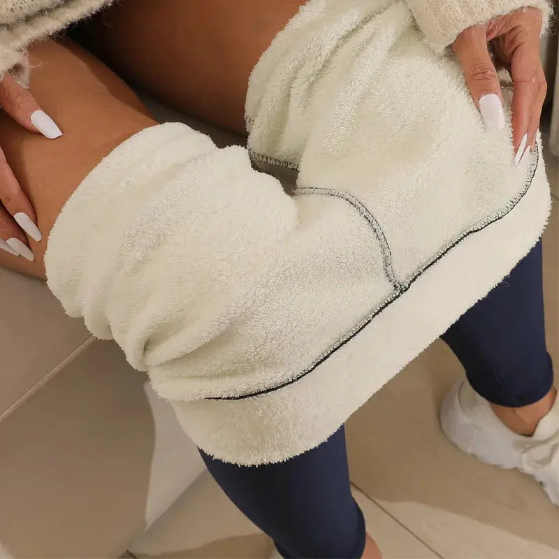 LuxeLamb Lamb Fleece Ankle Length Leggings For Women Seamless High Waist Thermal Warm Winter Tights