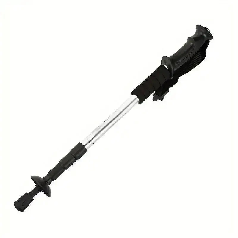 Simples Market Ultralight trekking pole with foldable design, shock-absorbing, black grip, silver shaft