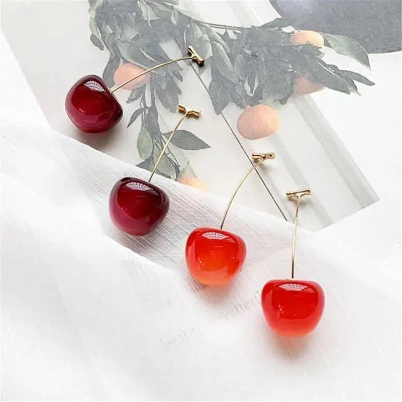 Cute Red Cherry Earrings Fashion Jewelry For Girls Women Versatile Sweet Cherry Design Gift Idea