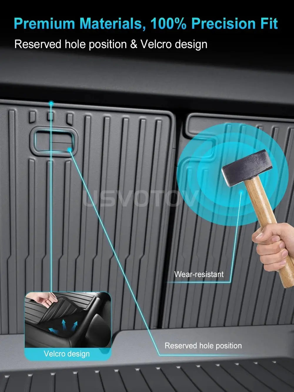 Simples Market black TPE trunk mats for Tesla Model 3 Highland 2024–2026, front and rear cargo liner