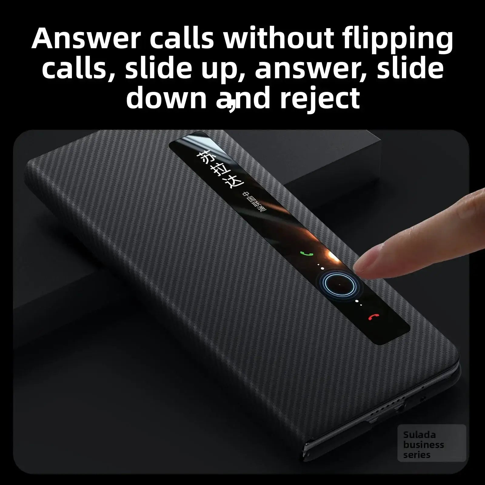 Phone case Simples Market carbon-fiber flip cover with video window for Honor Magic V5/V3/VS3, anti-fall