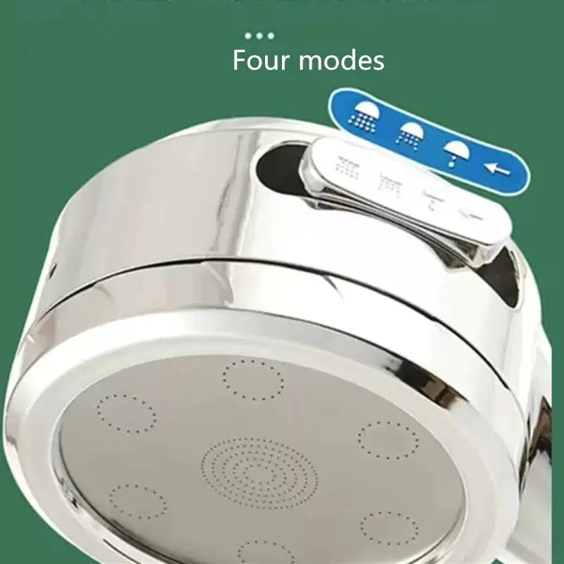 High-Pressure handheld chrome shower head with LED temperature display and four spray modes; Simples Market.