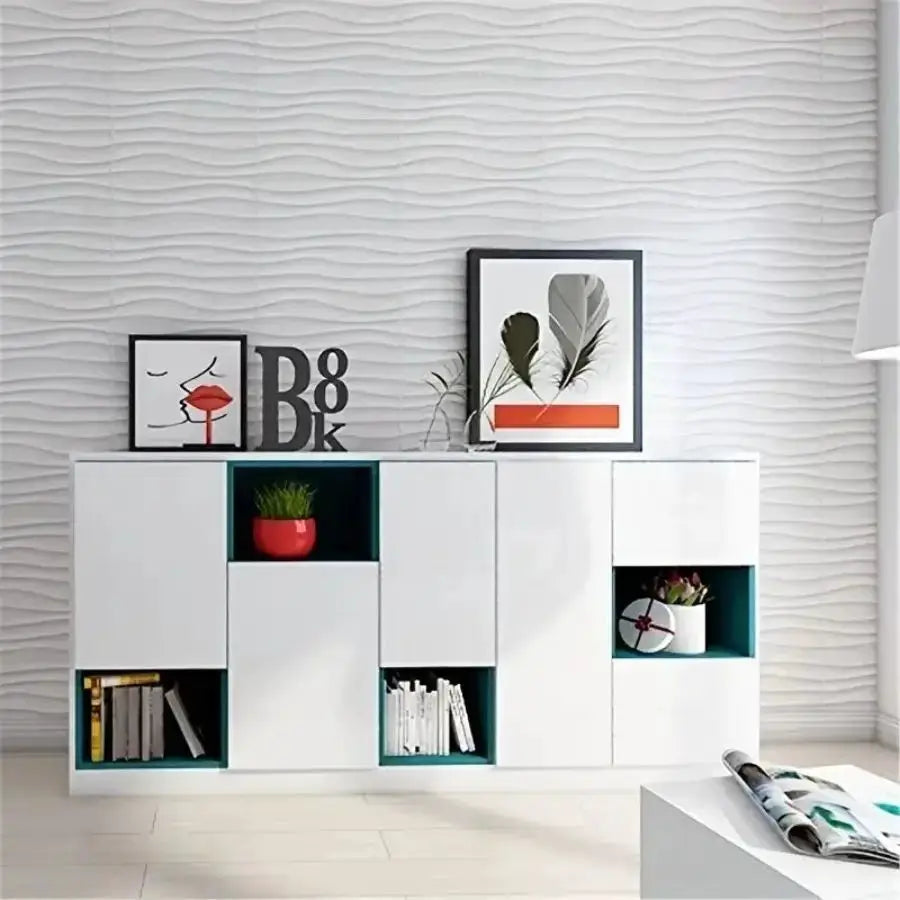 3D textured white wall panels (30x30 cm) for indoor decor, shown on a modern living room wall