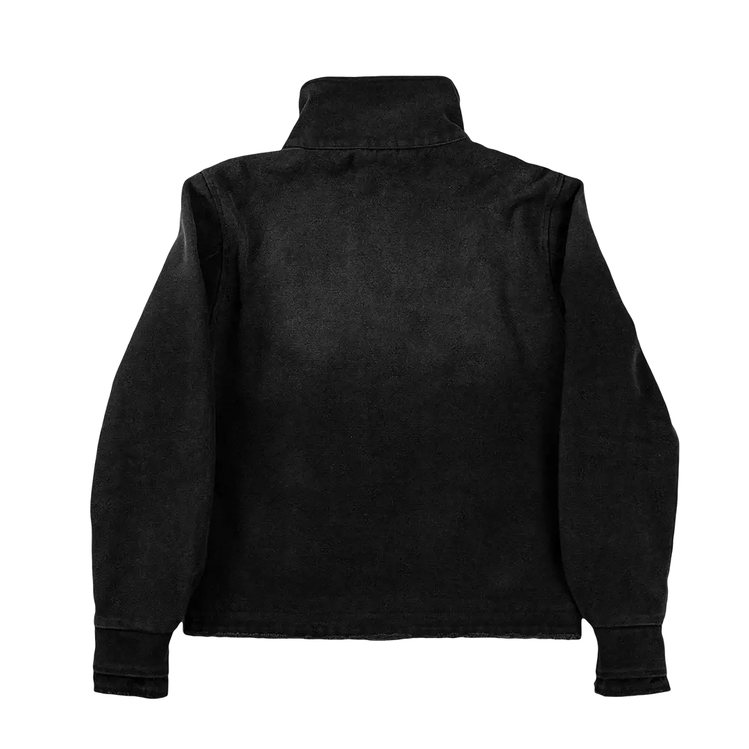Y2k fencing jacket, black vintage-wash canvas cotton, unisex Gothic streetwear by Simples Market