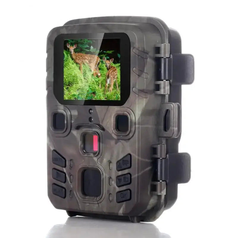 Suntekcam 20MP wireless hunting trail camera, camouflage finish, color display, IP65 waterproof.