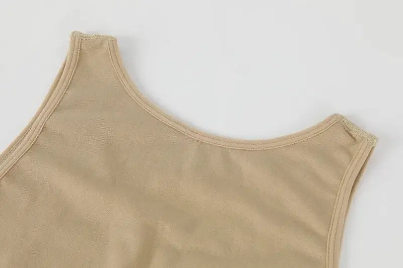 Men's sleeveless full-body shapewear vest in beige by Simples Market.