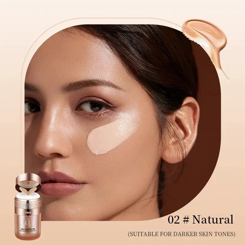 AuraGlow Air Cushion BB Cream Moisturizing Oil Control Foundation Concealer Whitening With Butterfly Powder Puff