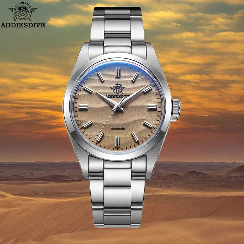 Addiesdive AD2030 Quartz Watch 36mm Stainless Steel Dive Wristwatch With Bubble Glass 10 Bar Water Resistance