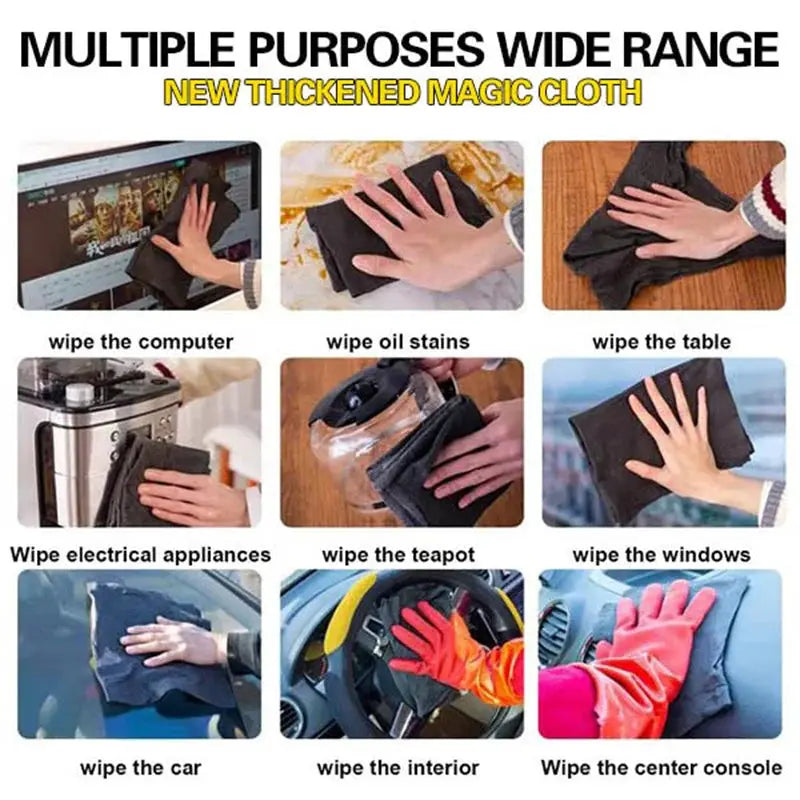 Simples Market microfiber cleaning cloth, thicker magic cloth, reusable black wipe for windows and glass