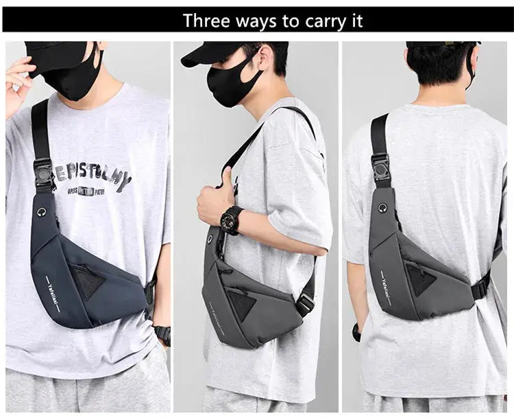 Simples Market sling chest bag in dark gray, crossbody anti-theft small shoulder bag for men