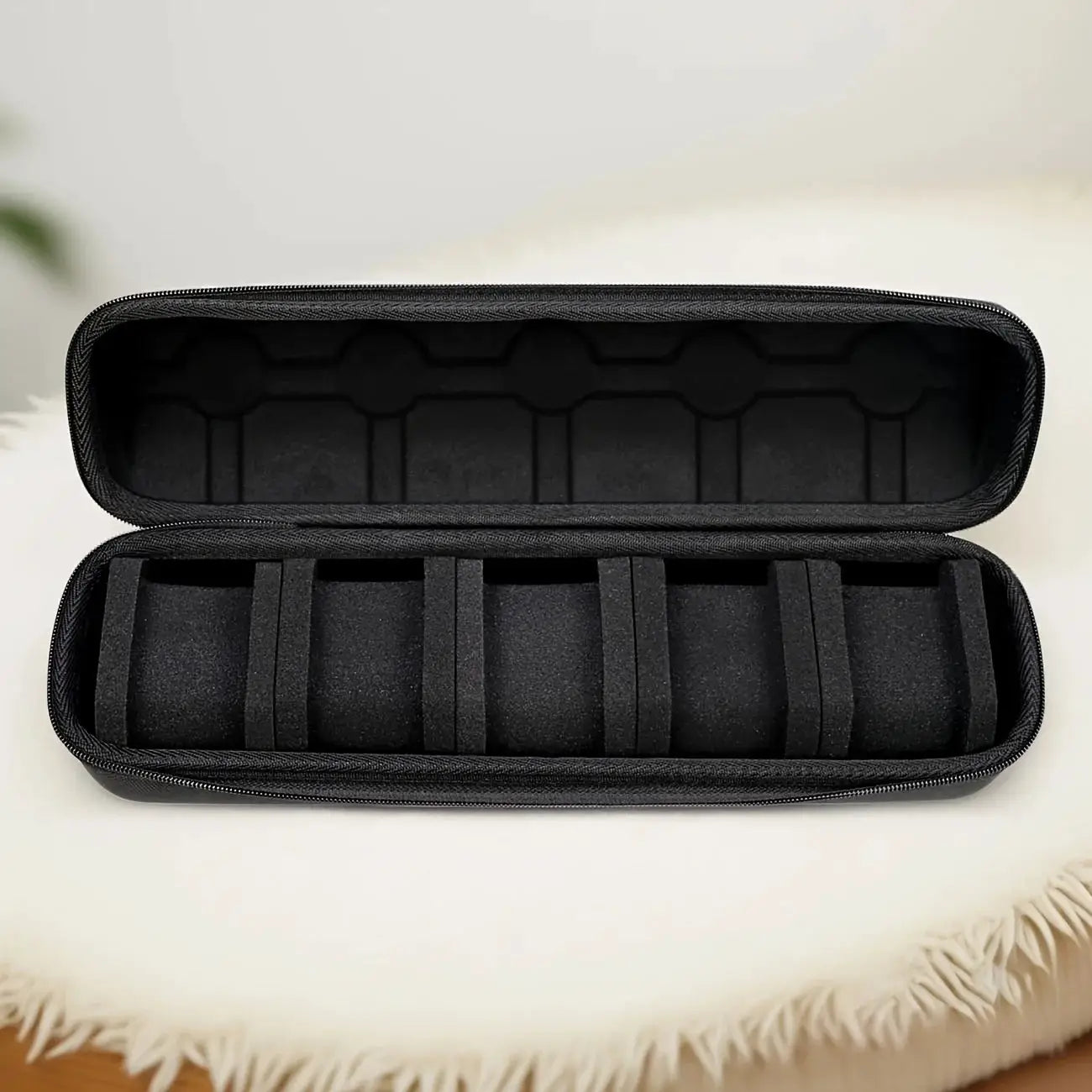 TravelGuard 5 Slot Watch Case Hard Shell Travel Organizer With Pillow Insert For Smart Watches Gift Ready Black
