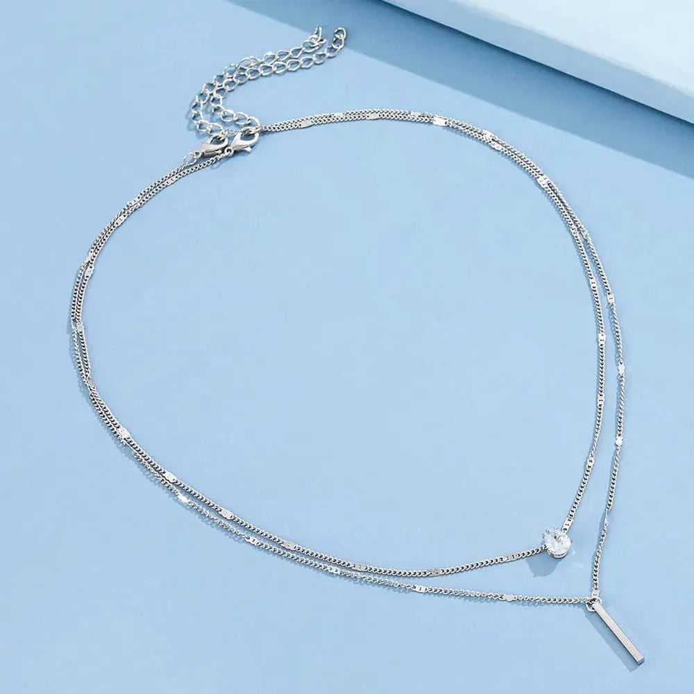 Daipan Zircon Pendant Necklace For Women Multilayer Chain Choker Party Fashion Jewelry Gift
