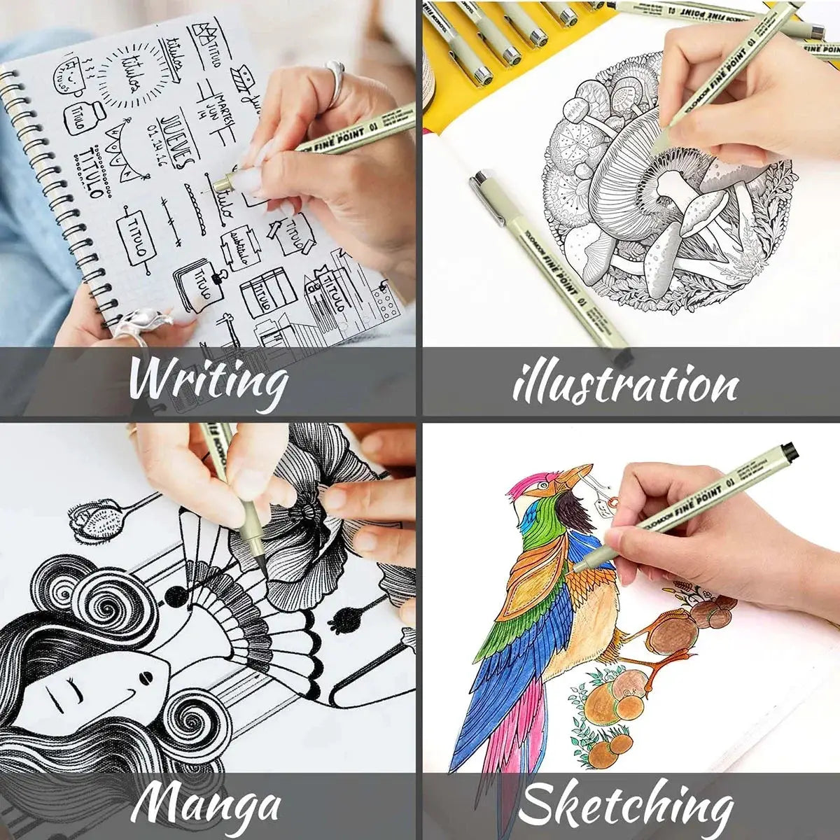 Simples Market 6-12Pcs set Hook Needle Pen hand-painted fineliner sketch pens for drawing