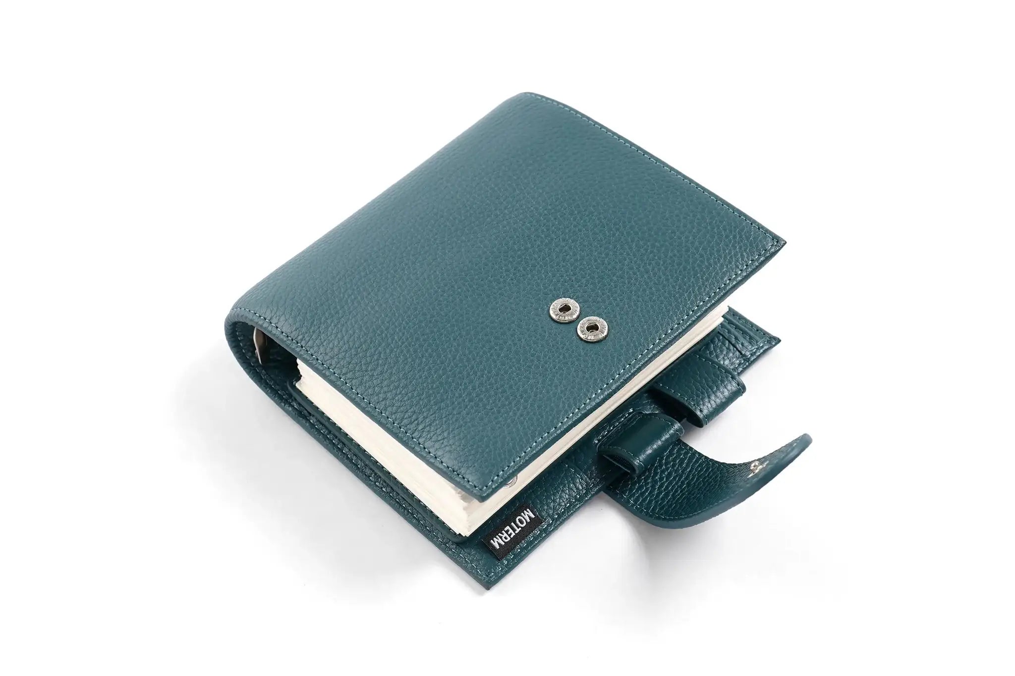 Moterm Luxe 2.0 pocket planner in teal pebbled leather with 30mm rings, Simples Market
