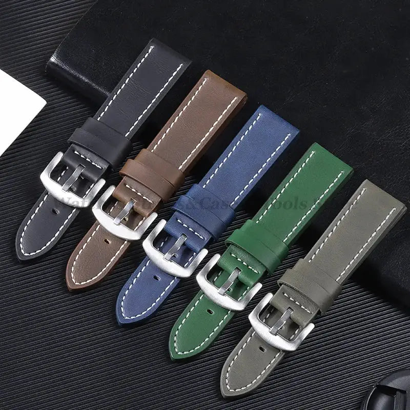 VintageCraft Leather Watch Band Durable Vintage Leather Strap 18mm To 24mm For Omega Seiko Smartwatches