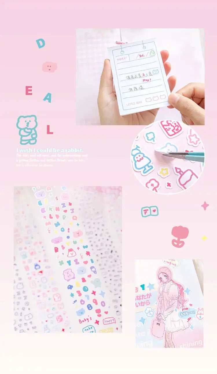 Mr.paper 200cm hand-drawn small pattern tape in pastel pink for cute decorative planner stickers by Simples Market