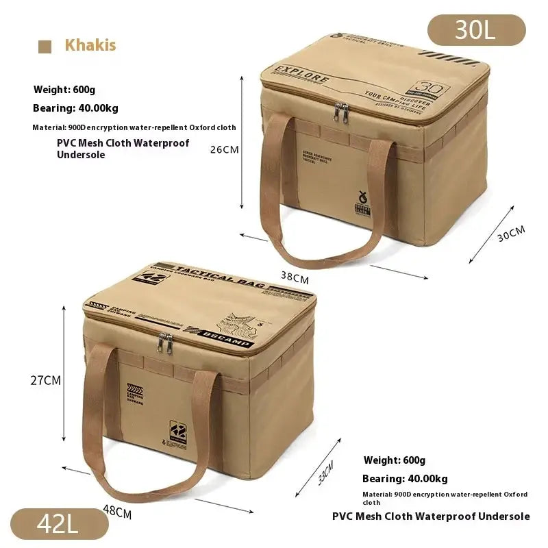 Simples Market tactical camping storage bags, khaki 30L and 42L insulated waterproof with handles