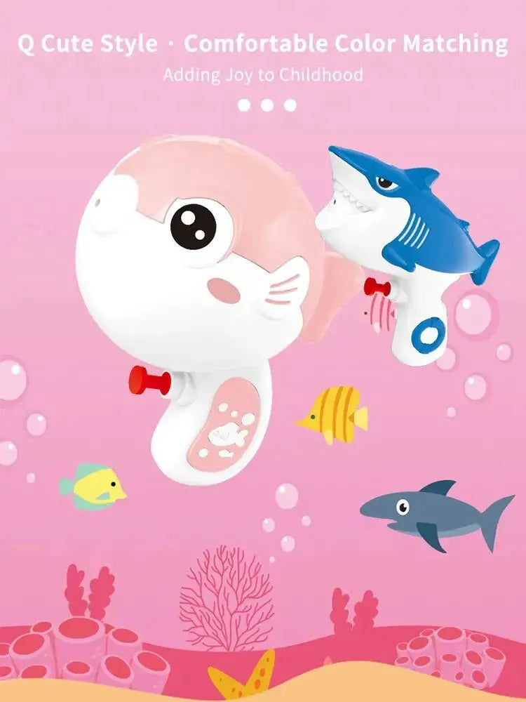 Kids Water Gun Toy Puffer Fish Shark Design Summer Beach Games Outdoor Water Toys for Children Birthday Presents