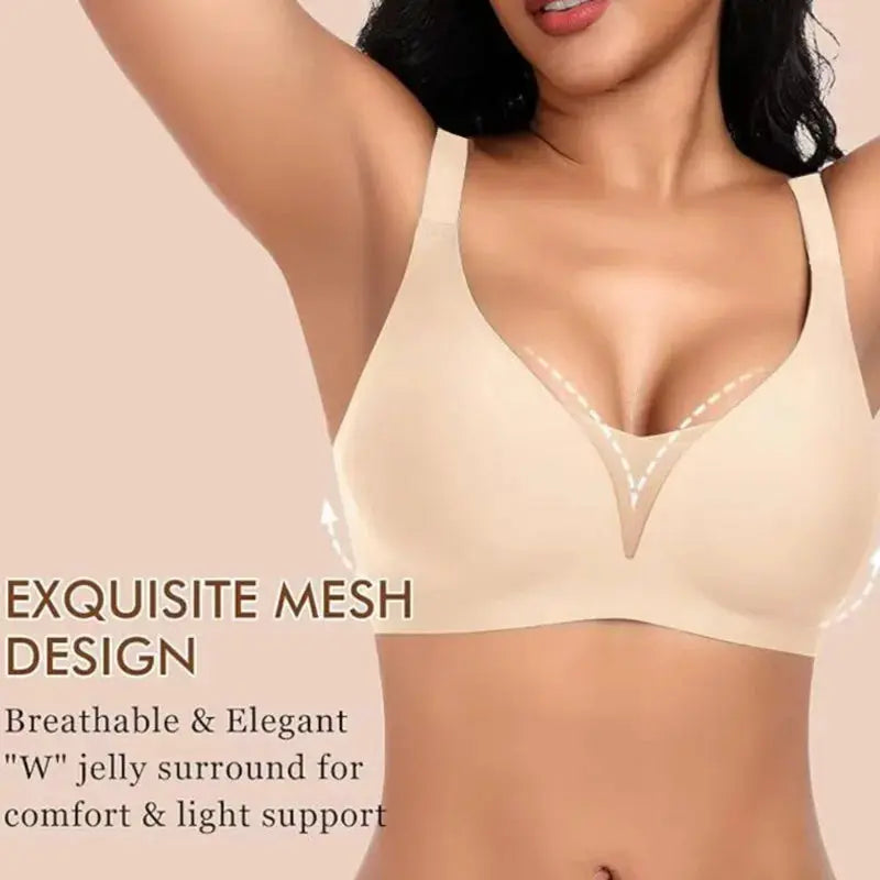 Simples Market S-XL plus-size seamless wireless push-up bra in nude, back-hook design